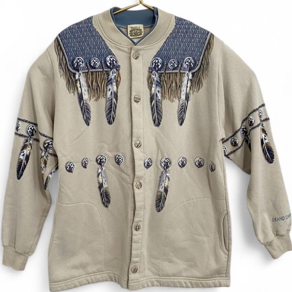 Grand Canyon Beige Feather Pattern Sweater
